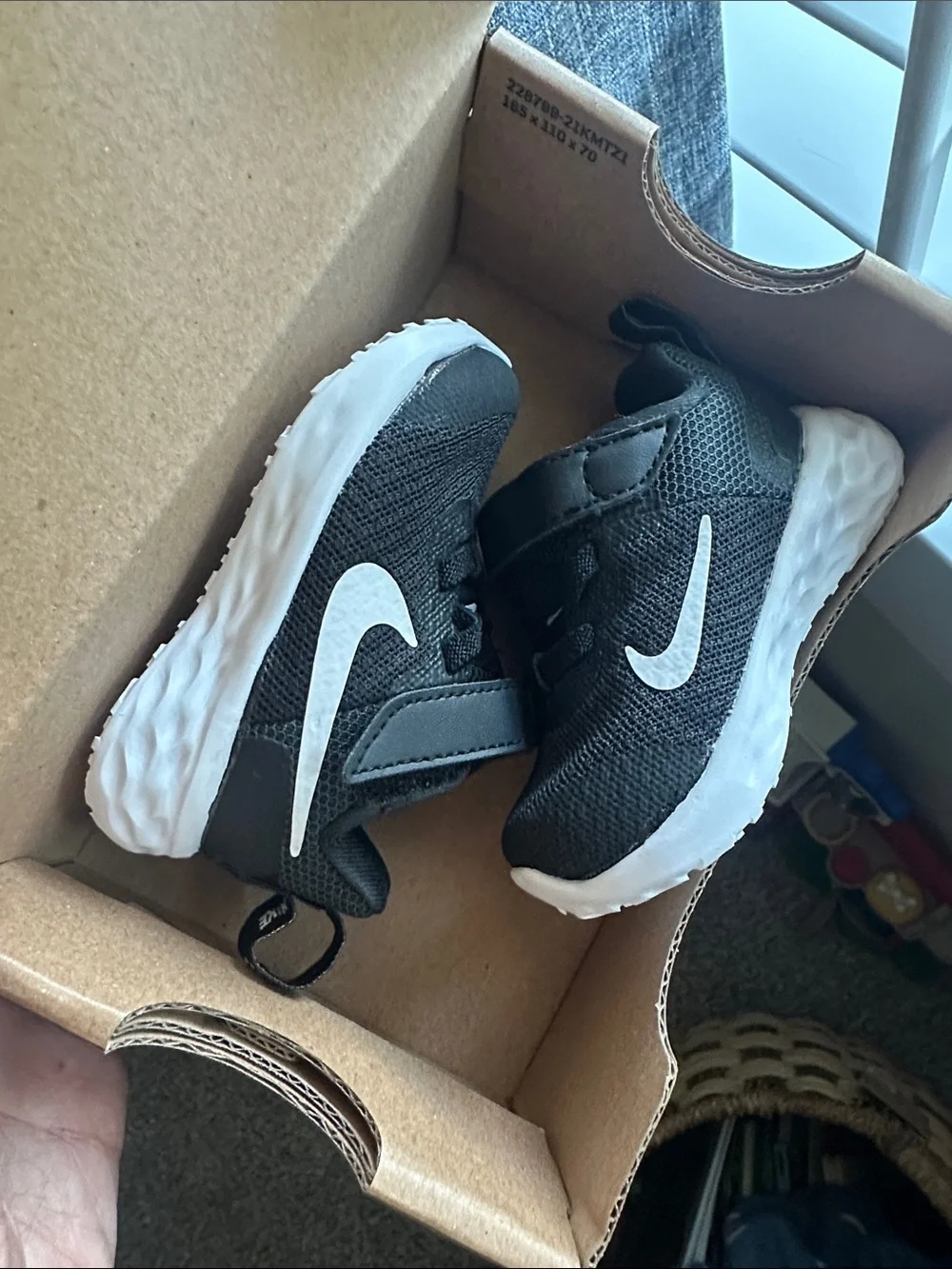 Nike Toddler Black and White Velcro Athletic Sneakers